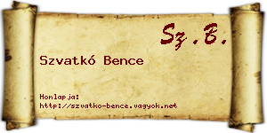 Szvatkó Bence névjegykártya